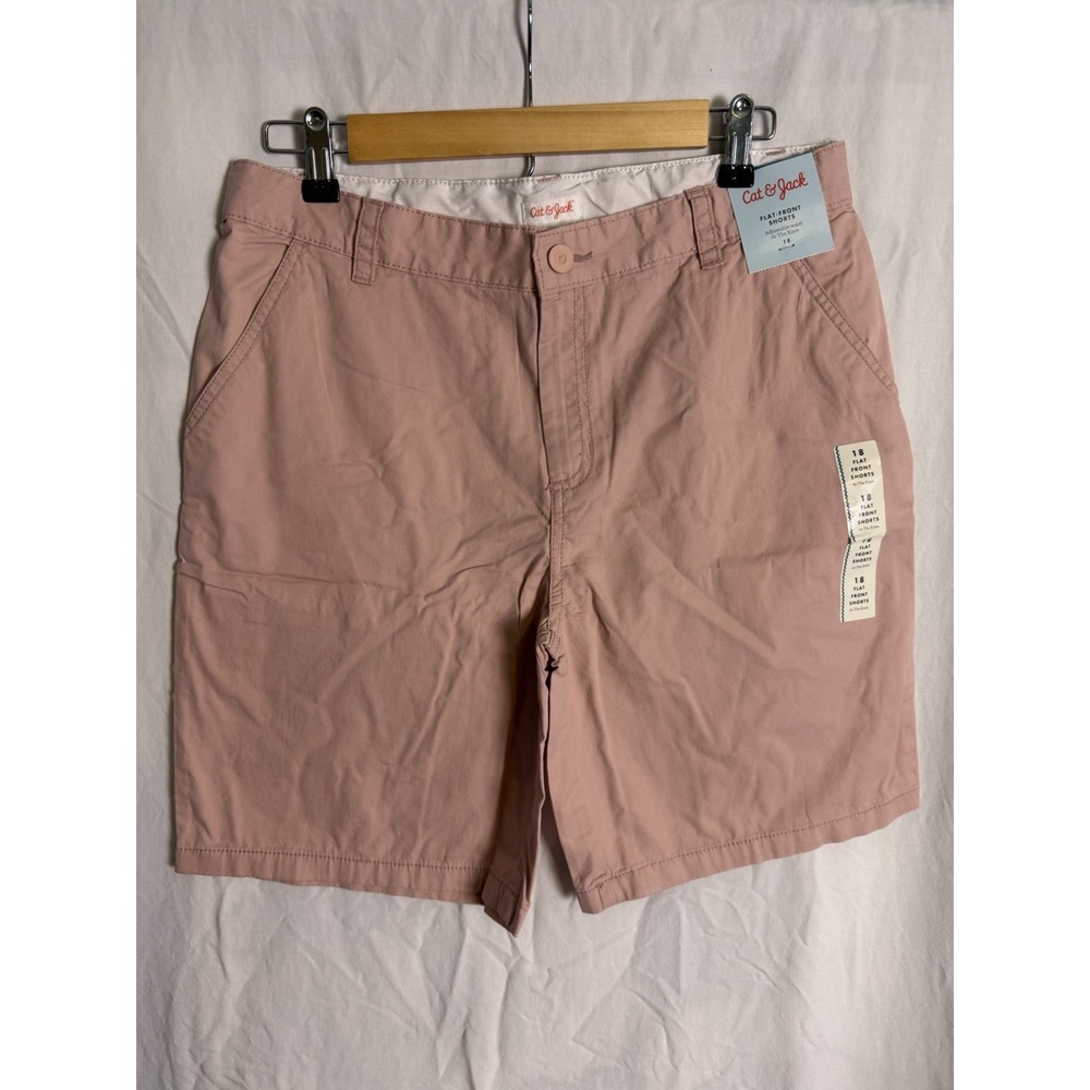 Cat Jack Boys Pink Flat Front Casual Shorts Size 18 NWT